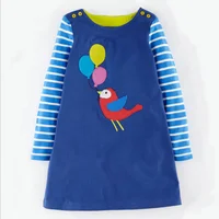 

Dark blue baby girls dresses spring and autumn wear cotton & polyester knitted custom baby clothing toddler girl clothes