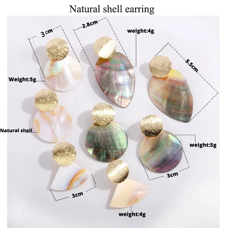 

2019 Trend Fashion Wholesale Jewelry Cool Color Shell Drop Round Irregular Geometric Stud Earrings for Women Girls Drop Shipping, Colorful