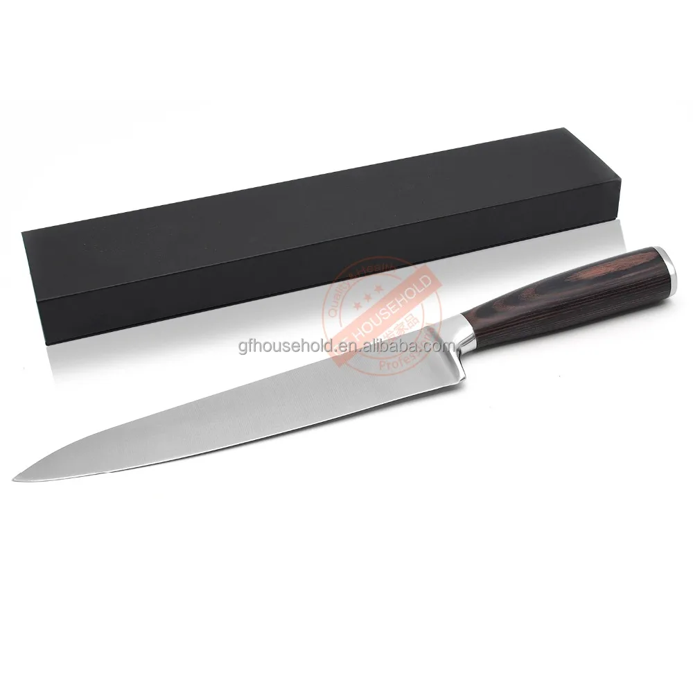 

Pro Kitchen 8 inch Chef's Knife High Carbon Stainless Steel Sharp Knives Ergonomic Pakka Wood Handle & Sharp Blade