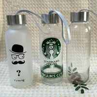 

12oz 14oz 300ml400ml500ml high capacity factory frosted glass drinking water bottle with sleeve lid decal