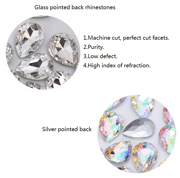 Oleeya Factory Manufacturing 13*18mm Crystal Teardrop Strass Loose Glass Point Back Rhinestones Used for Phones