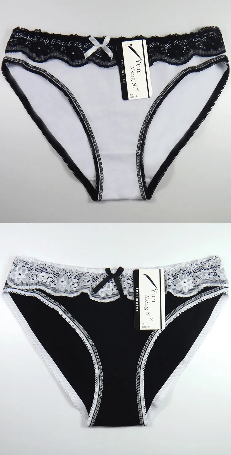 高品质花边修剪棉年轻女孩内裤模特女士性感内衣