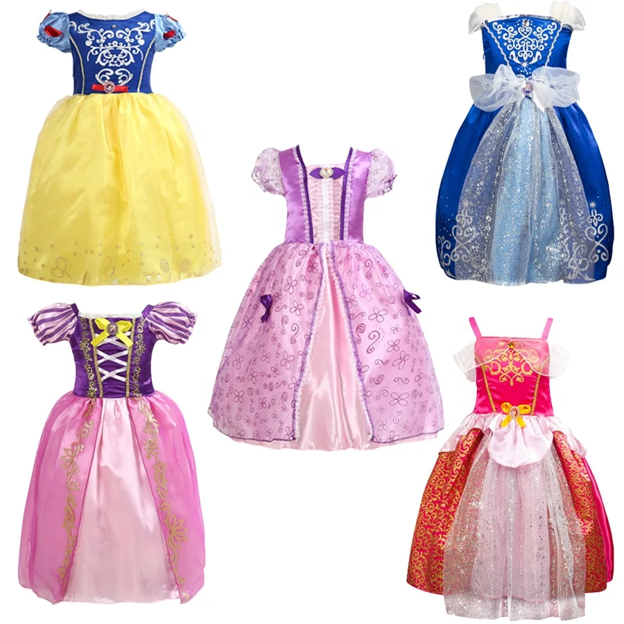 

Cosplay Baby Girl Fancy Elsa Princess Dress Cinderella Kid Dress Party Rapunzel Princess Sofia Dress Halloween Children Costume, As picture