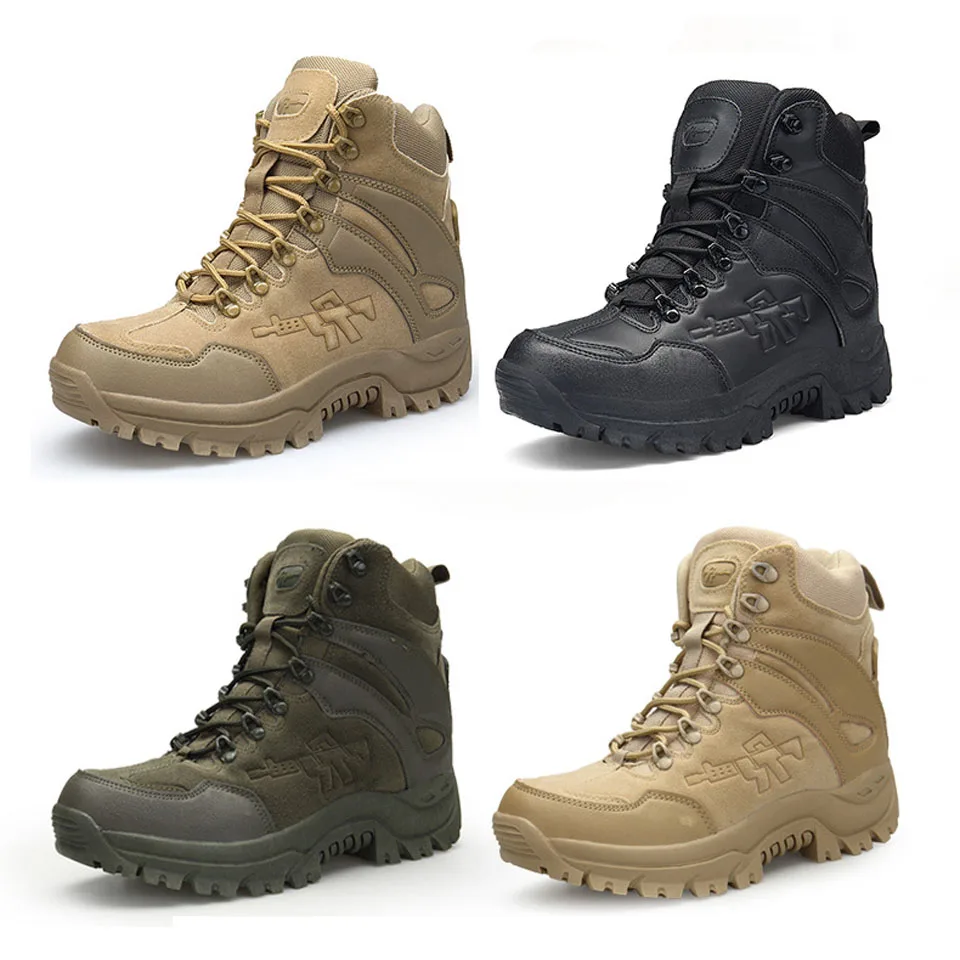 

combat boots special Leather Waterproof Tactical Desert Combat Boot Men's Army Work Shoes, Desert sand color