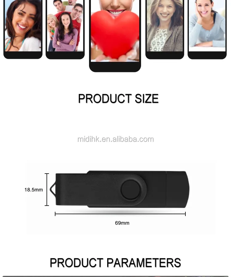 Hot Selling 2 in1 OTG Micro USB Flashdisk Memory Stick 2.0 3.0 Swiveling Flash Drive Promotion Gift with Customized Logo - ANKUX.COM