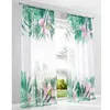 New design window curtain with eyelet or pencil pleat in green palm leaves color for living room
