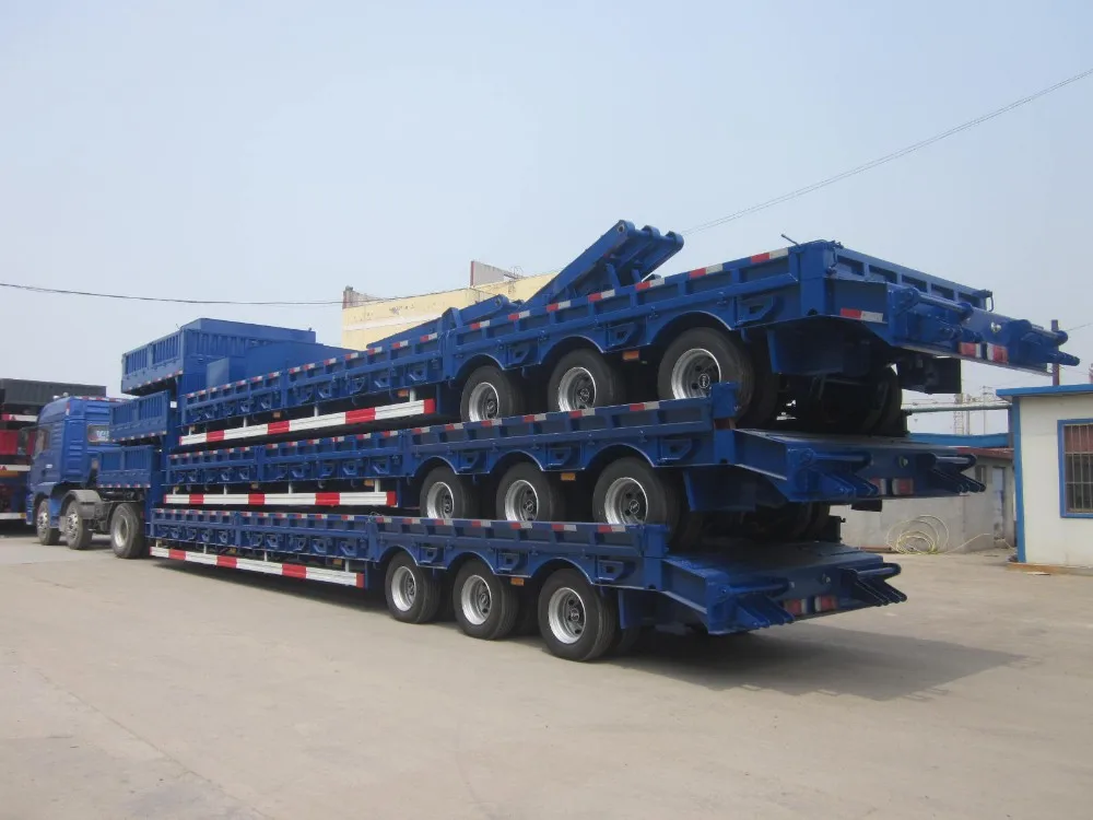 3 Axle Low Bed Container Semi Trailer Lowbed Semi Trailer Low Bed Semi ...