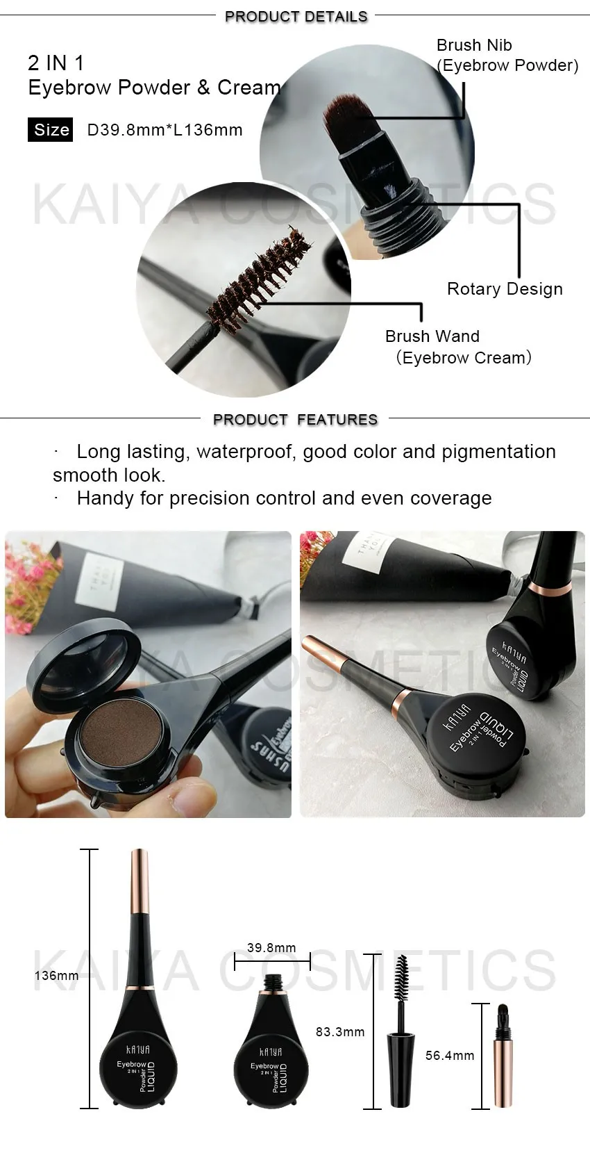 Oem Odm Hot Sale 2 In 1 Brow Powder Custom Eyebrow Cream Pomades Natural Eyebrow Primer Gel With