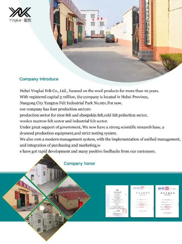 Yingkai Factory wholesale polyester felt and acrylic felt non woven fabric