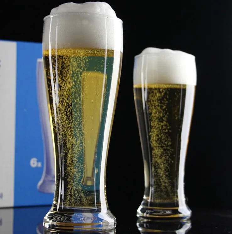 Thin Tall Glass Beer Mug Clear Customized Logo Print Frosted Laser Beer Mug