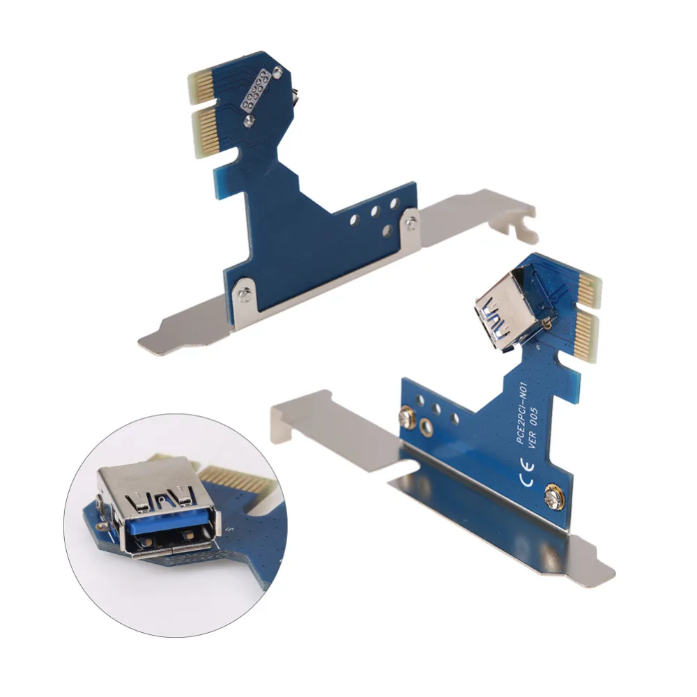 USBTOP BRAND PCI-E PCI Express X1 to Dual PCI Riser Extend Adapter Card PCI Add On Cards with 1M USB 3.0 Cable