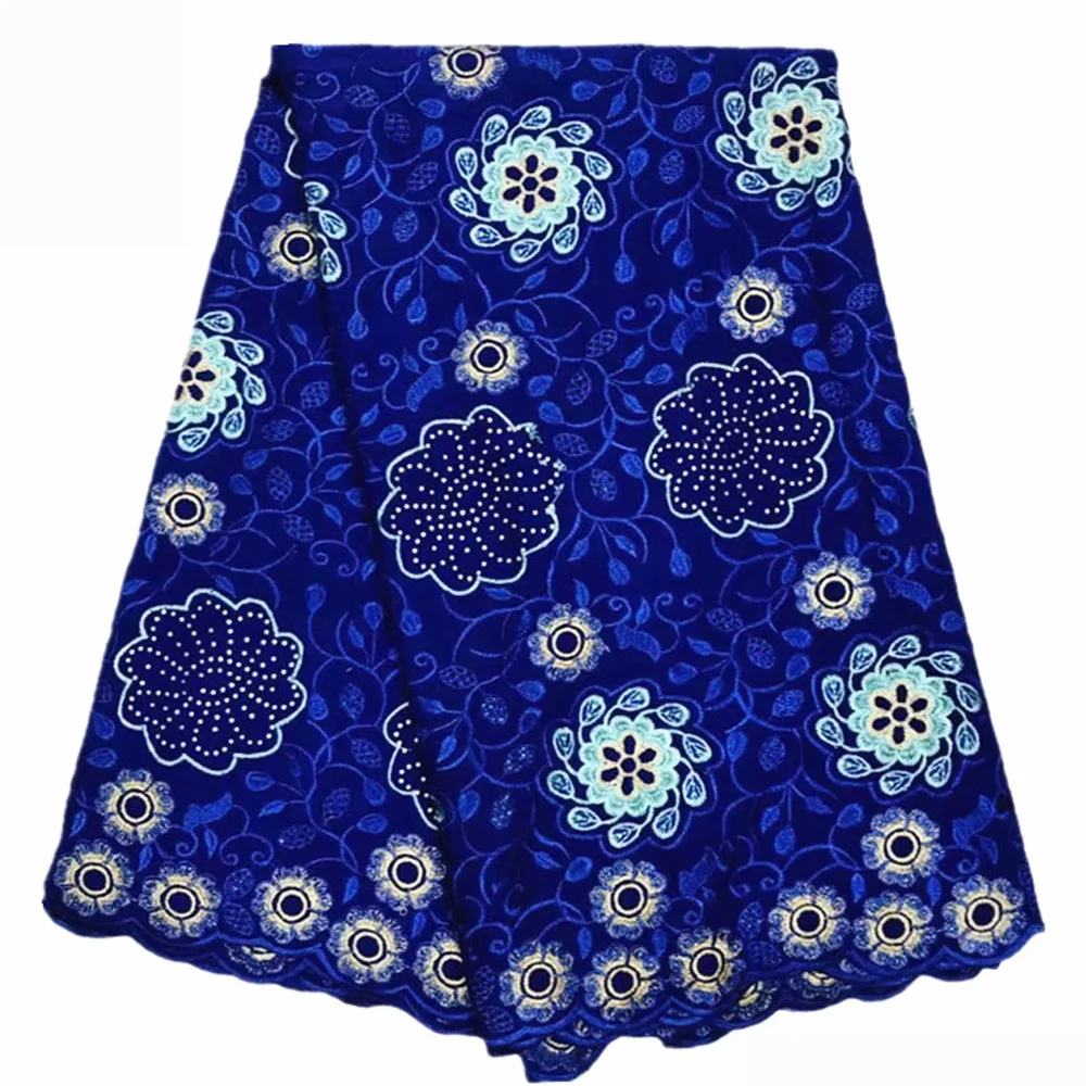 

Beautifical african swiss lace rhinestones voile lace royal blue fabric ML8R503, Customized