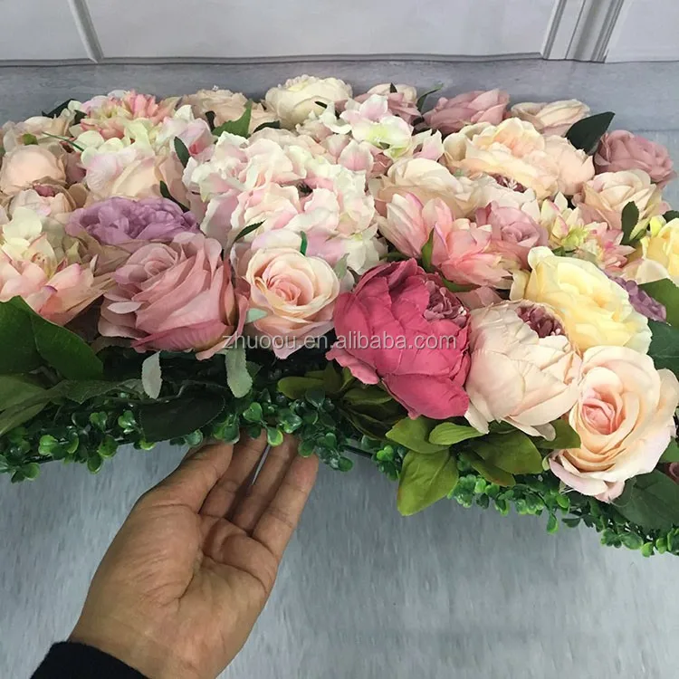 High Quality 40*60cm Hydrangea Rose Peony Wedding Flower Backdrop Wall Artificial Flower Mat For