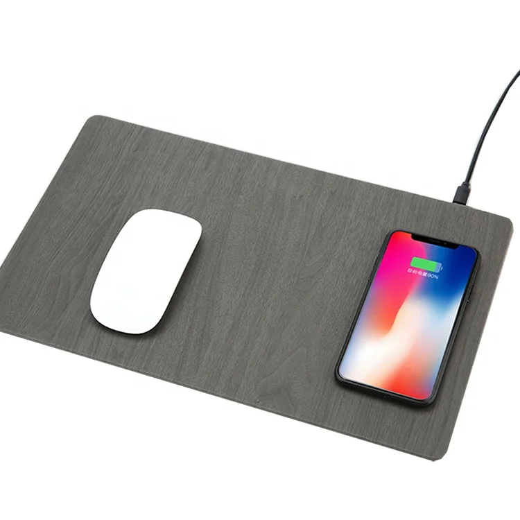 Qi Standard 10W Wireless Charging PU Leather Wireless Charger Mouse Pad