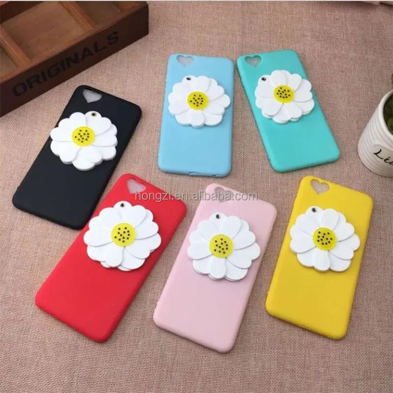 

Cute 3D Daisy Flower Makeup Mirror soft TPU Silica gel Phone Case For iPhone 5 5S SE 6 6s Plus 7 8 X Candy Color Back Cover