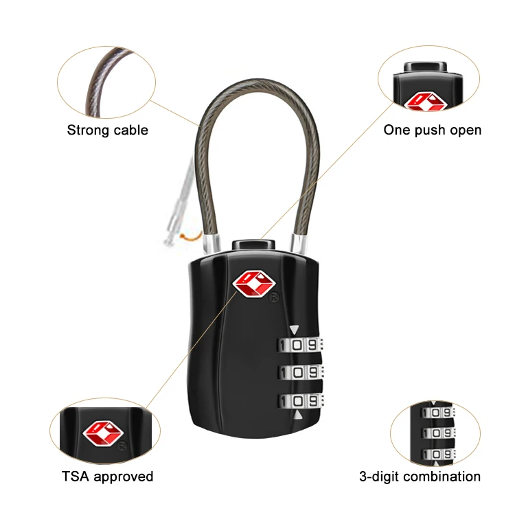 3 dial tsa lock & cable