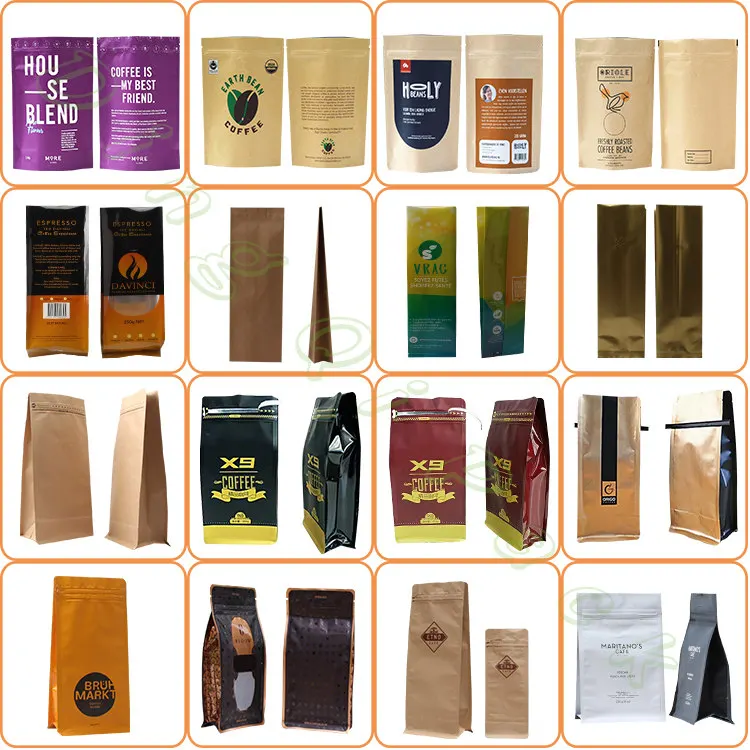 Custom printing Food grade small brown coffee bags