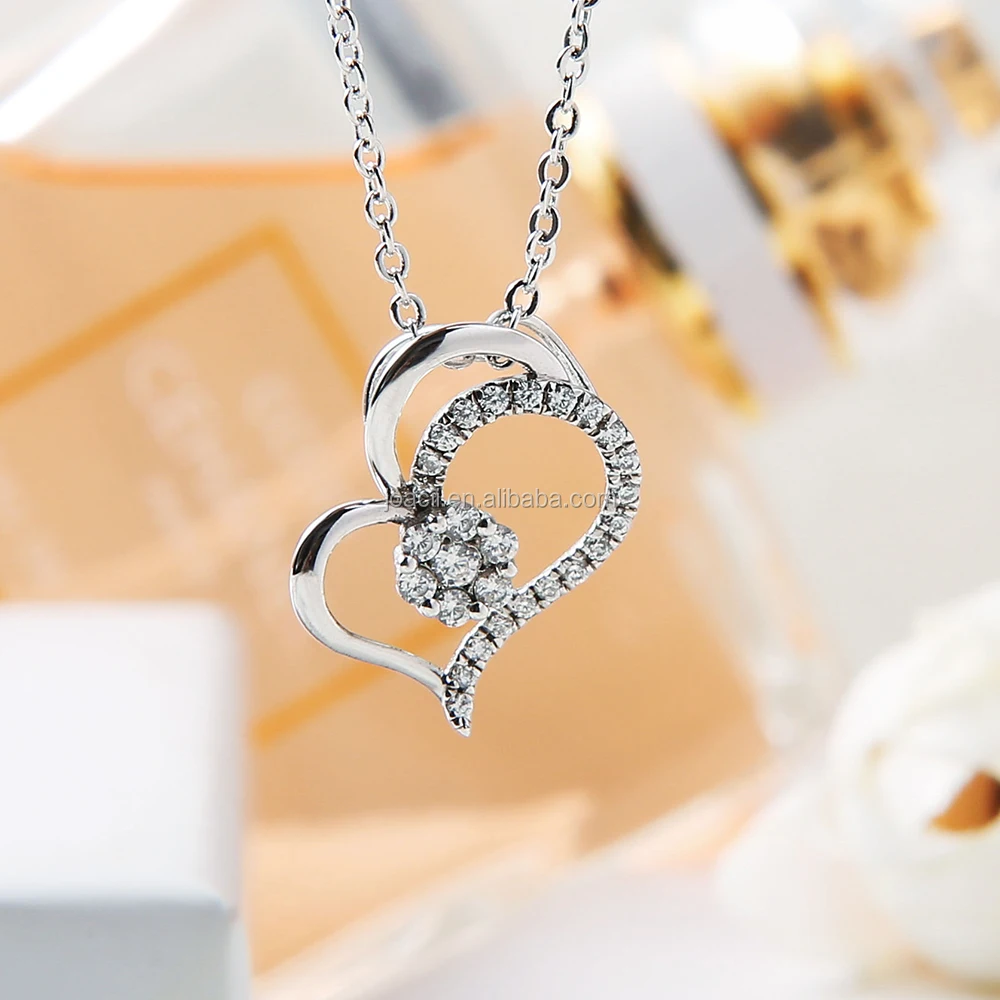 Joacii 925 sterling silver heart stone necklace
