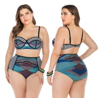 

Wholesale Large size swimsuit High Waist Bikini Set plus size women Swimwear