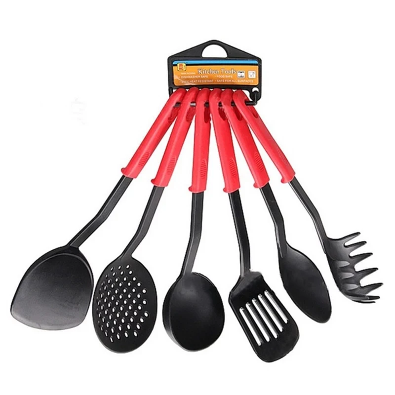 

Home and garden kitchen accessories gadget cooking tools kitchenware heat resistant non-stick nylon cheap kitchen utensils set, Cutomize,black,red