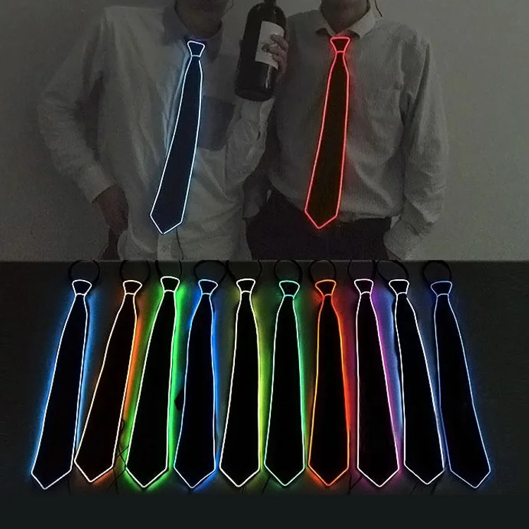 Ohwens Cosplay decoración de Fiesta Corbata LED para Hombre con luz Intermitente de neón Fiesta Pajarita Fluorescent Green para Club Corbata