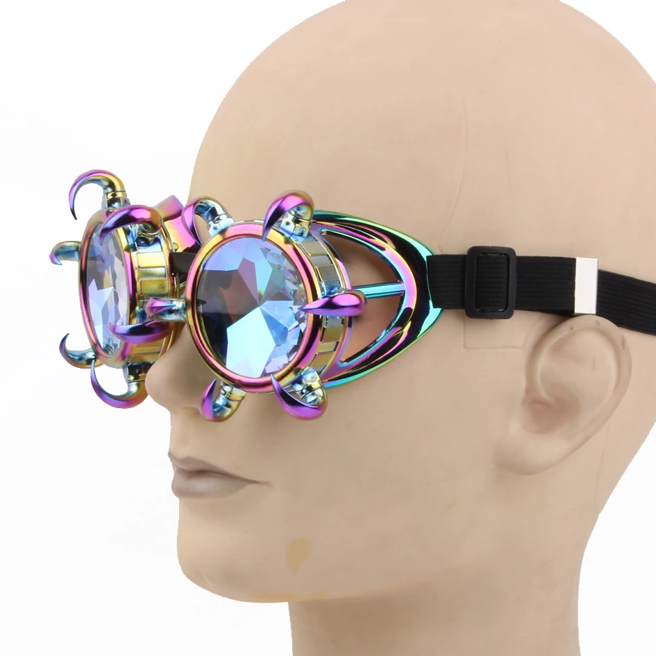 

Steampunk Goggles Spikes Claw Kaleidoscope Goggles Rainbow Crystal Lenses Glasses