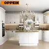 2019 new designed solid wood traditional style white kitchen cabinets designs with island worktop for big kitchens