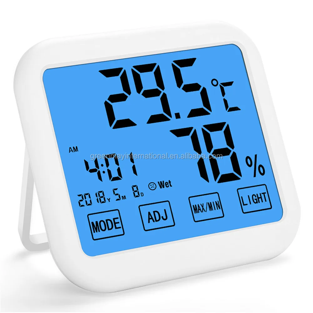 Digital Thermometer Hygrometer Indoor Room Temperature Humidity Meter LCD  Screen Thermometer, with Backlit 