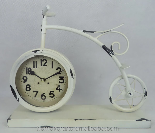 Antique White Metal Bike Shaped Table Clock Buy Bicycle Desk
