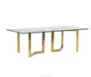 10 People Stainless Steel Tempered Glass Top Rectangle Dining Table