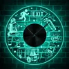 Fire safety escape emergency LED Lighting Wall Clock Safety EXIT LED Neon Sign Wall Clock with Backlight Fire Alarm Sign