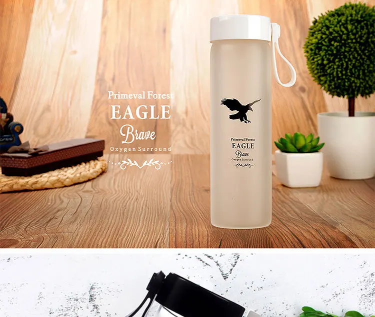 New Frosted 380ML Glass Drinking Bottle, Glass Water Bottle With Silicone Sleeve