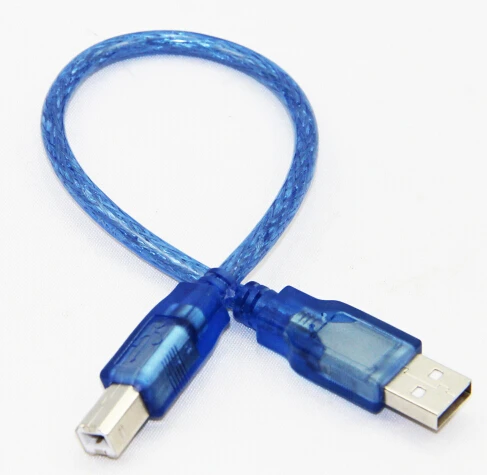 30cm USB 2.0 Printer Cable Type A Male to Type B Male Dual Shielding High Speed Transparent Blue