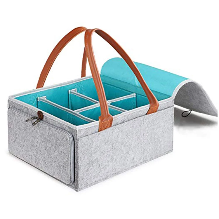 

Hanging Baby Diaper Caddy with Zipper Lid Nursery Organizer