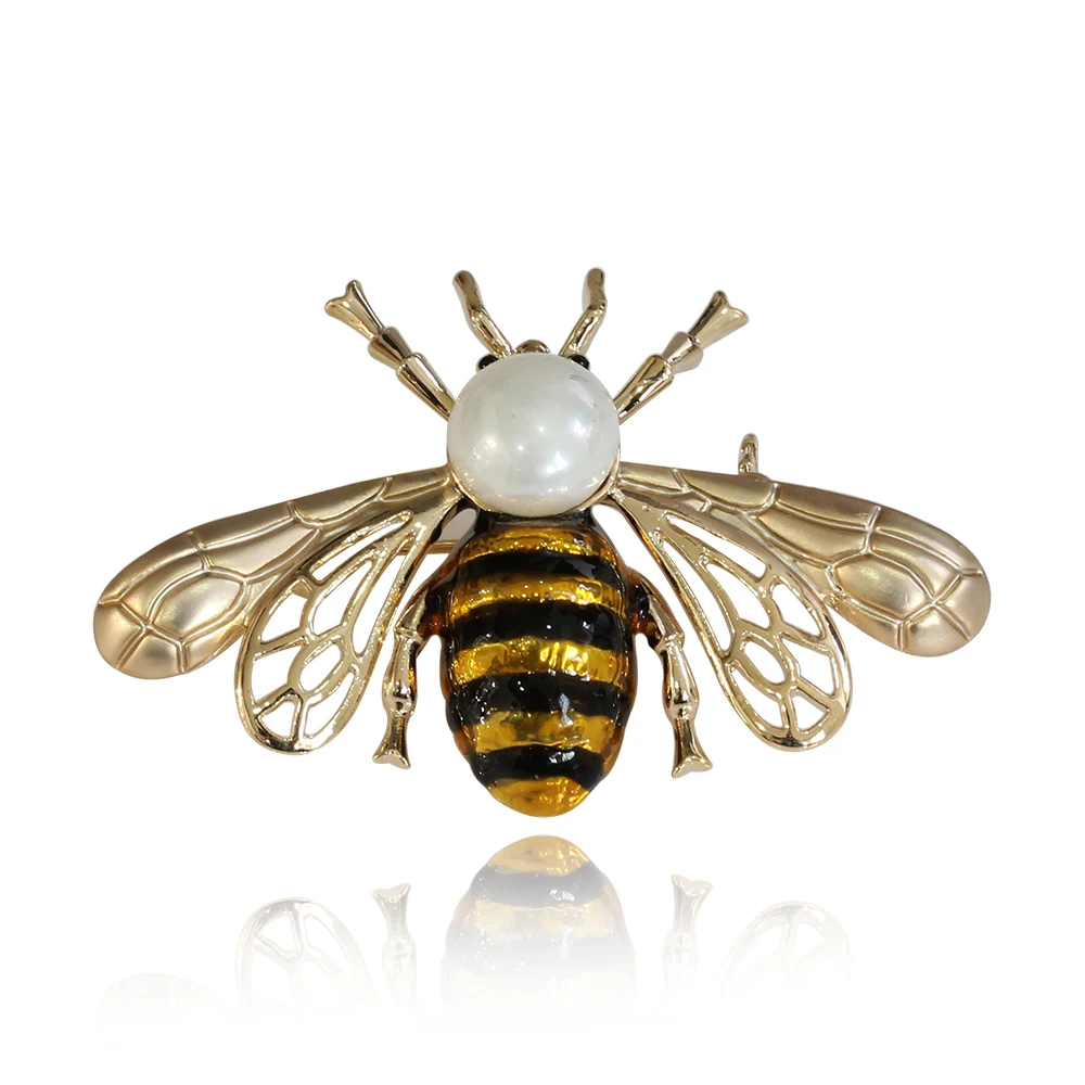 

Animal Design Insect Brooch Gold Enamel Bumble Bee Brooches Pins, Yellow/beige