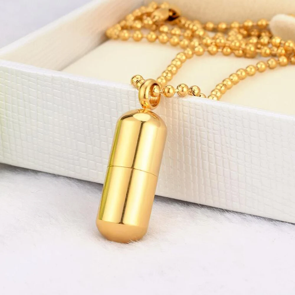 Openable Stainless Steel Cremation Ash Capsule Pendants Necklace Pills ...