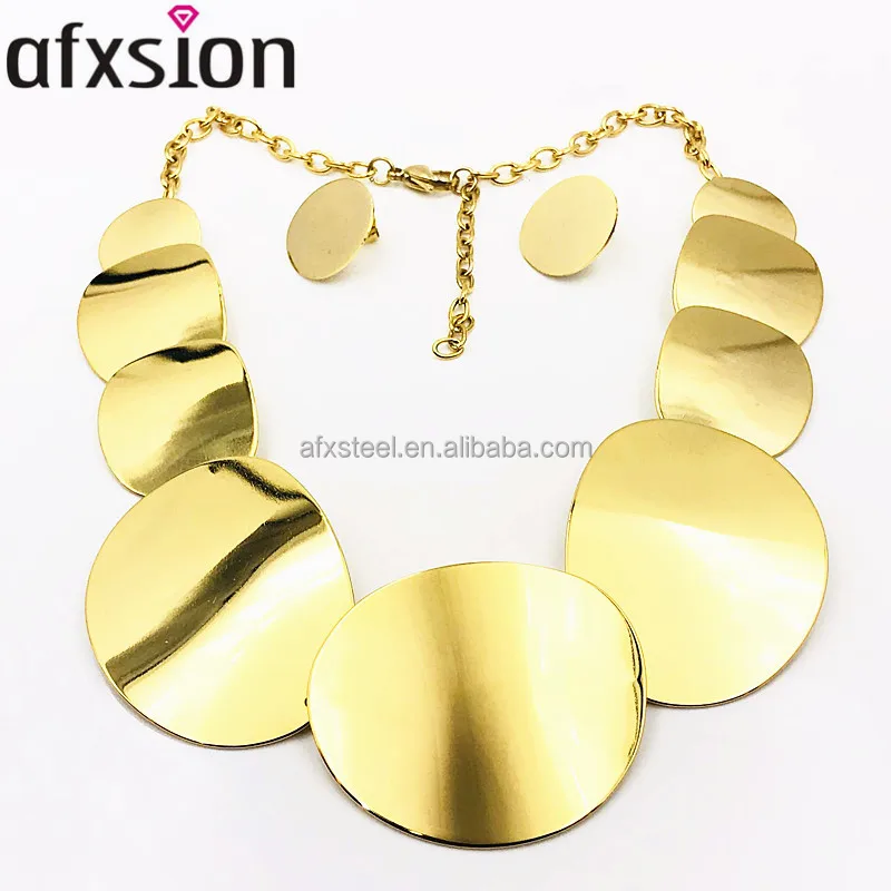 

AFXSION Custom African fashion high-quality stainless steel gold jewelry set, Picture