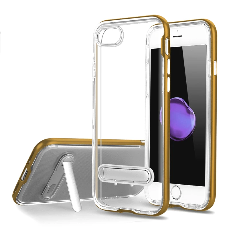 

Clear transparent TPU phone case with holder for iPhone X/XS soft flexible electroplating edge back cover for Apple 5.8 inch, Red;black;green;gold;blue...