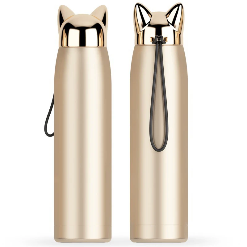 

Innovative products 2018 Fox Design Vacuum Flask Thermos Insulated Drink Water Bottle, Gold;black