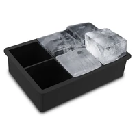 

BPA free 6 cavity Ice Tray FDA square silicone ice cube tray 2 inch Giant ice cube tray