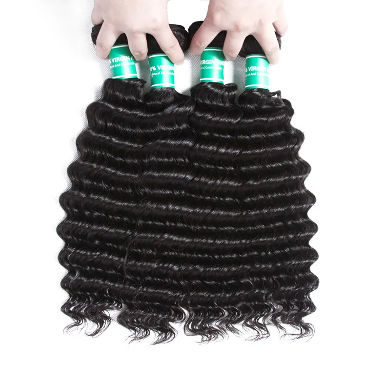 

Brazilian Natural Virgin Hair Deep Wave Bundles With Closure
