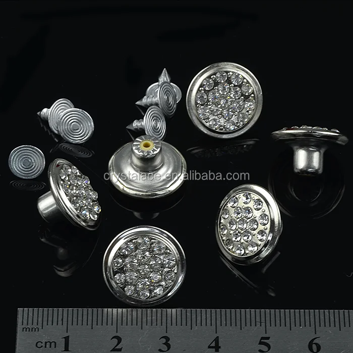 Silver nail crystal rhinestone rivet for leather