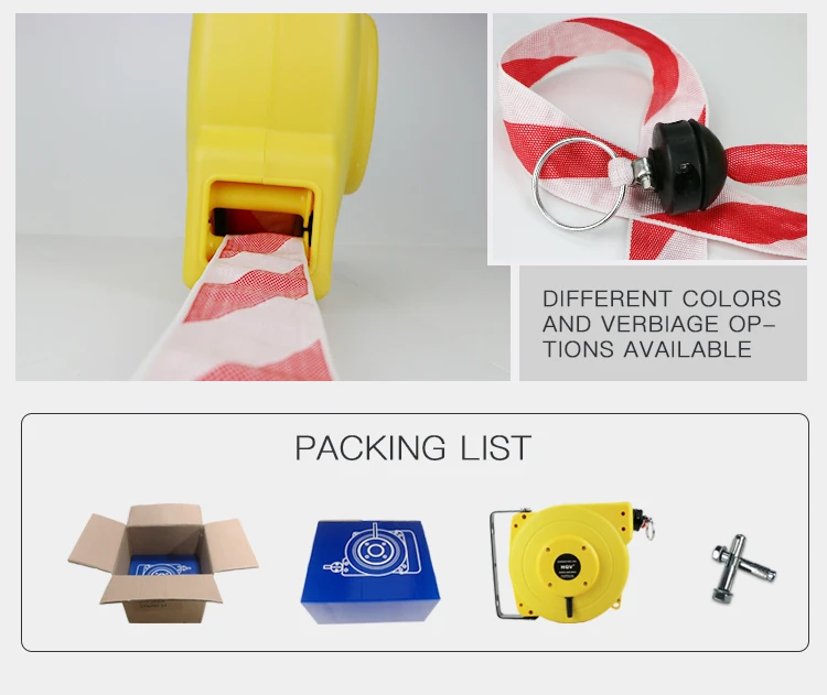 A18 20m Heavy Duty Retractable Barrier Tape Reel With Spring Loaded