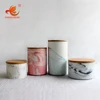WKTSJ01 marble look clay with wood lid coffee tea food ceramic storage canister jar