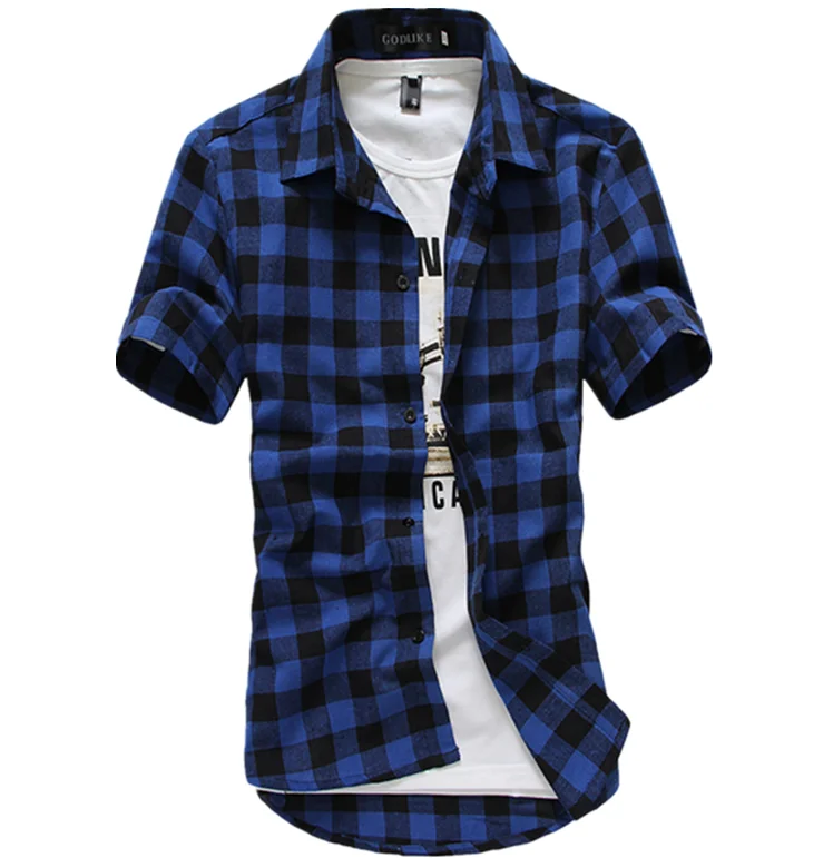 

Summer Short Sleeve Men's Plaid Shirts in Stock