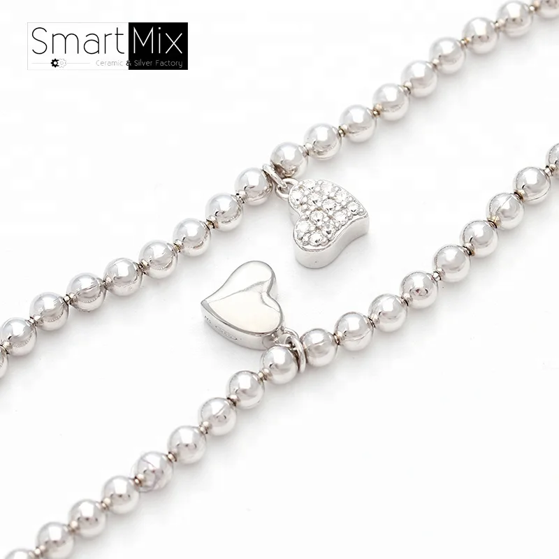 

925 Silver Beaded Charm Woman Cheap Bracelet Permanent Love Gift