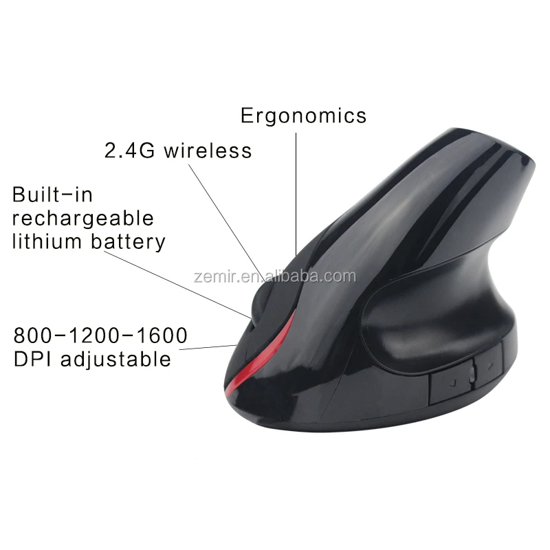 computer accessories S6 2.4G Wireless Ergonomic Vertical Mouse 1000 / 1200 / 1600DPI 5 Buttons Rechargeable Battery
