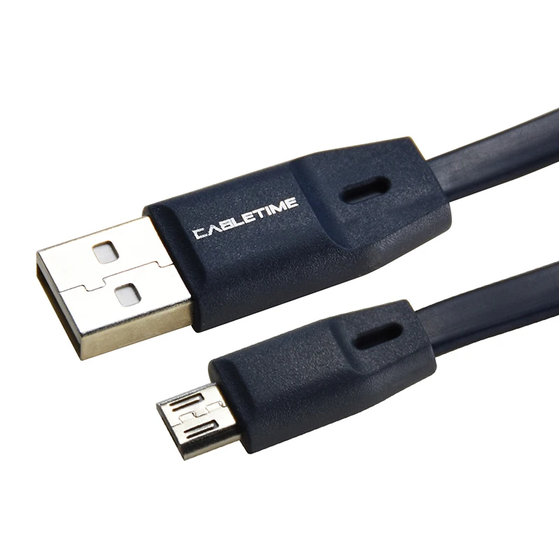 

CABLETIME 1m 3FT FLAT USB2.0 AM TO MICRO B 5PIN Mobilephone Charging Cable Micro USB Cable for Android Vivo