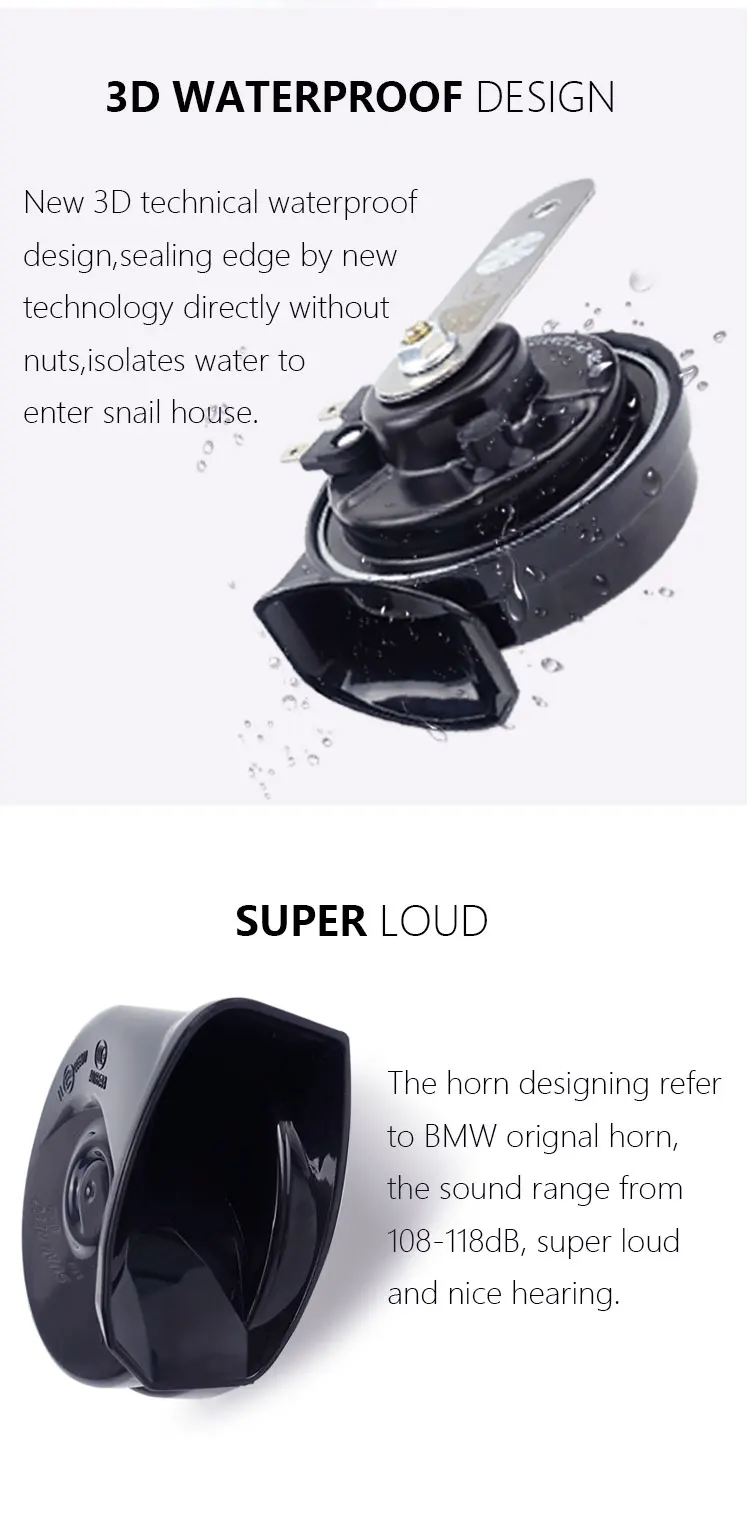 Cool Novelty 12v Snail Car Horns Electric Auto Horns Auto Spare Part