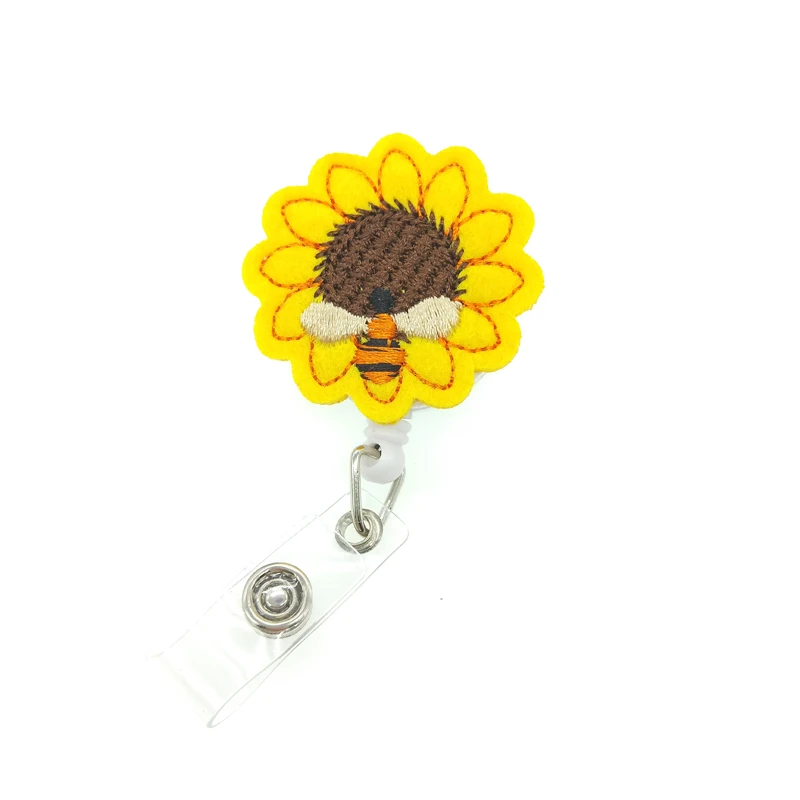 
YOROYAL Sunflower Badge Reel Holder, Accurate Stitching, Reinforced Strap, Easy Retracting, Alligator Clip, Perfect Gifts for Wo 